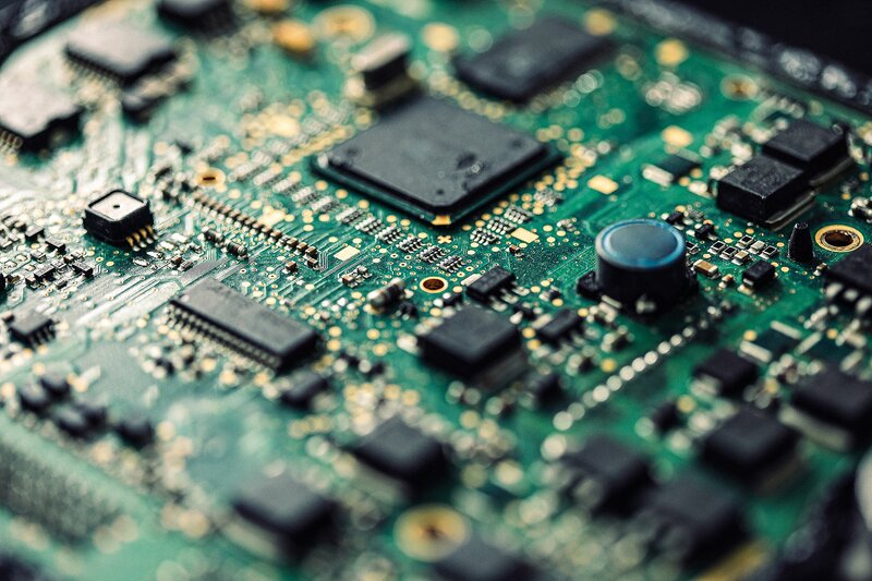 Bestückte Leiterplatte (PCB).