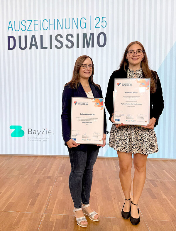 Karin Kuchler, Bereichsleiterin Duales Studium und Gewinnerin Dualissimo, Annalena Wieser